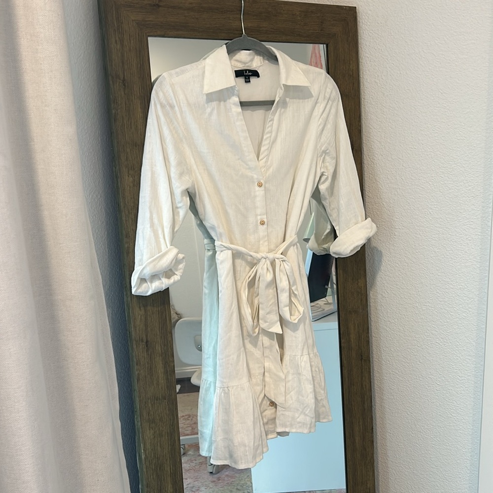 Lulu's White Long Sleeve Dress